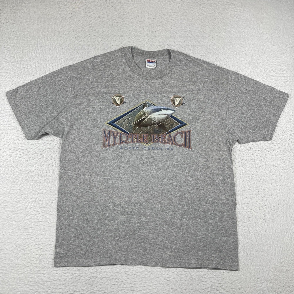 Myrtle Beach Shirt Mens XL Vintage 90s Shark Teeth Travel Vacation Beach Tee